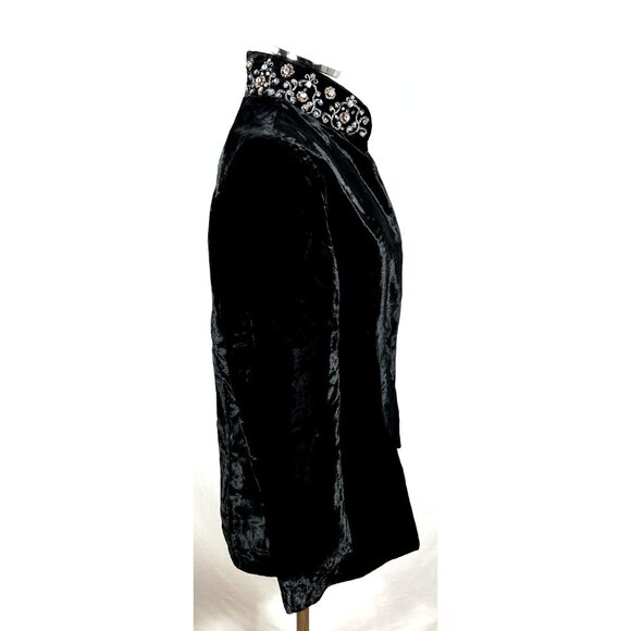 Soft Surroundings Jacket Womens Sz M Single Buttons Rhinestones Velvet - Picture 5 of 9
